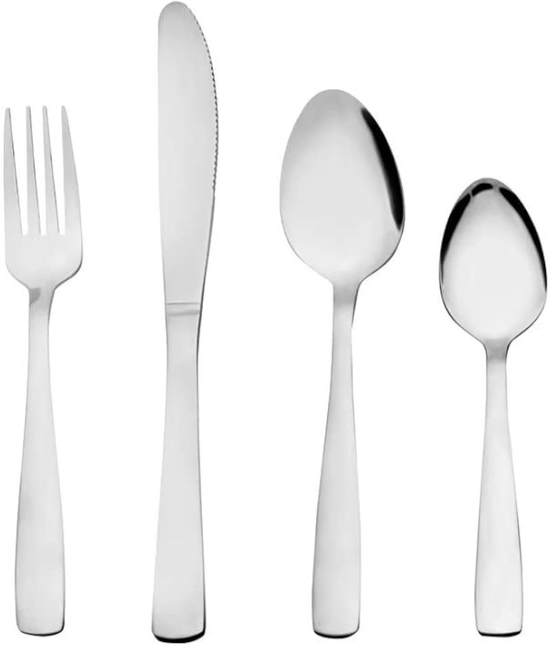 Otto Koning Hannover 16-Piece Stainless Steel Flatware Set - Polished Shiny Cutlery Set for 4 Cutlery Set with Spoon Knife and Fork, Simple Design
